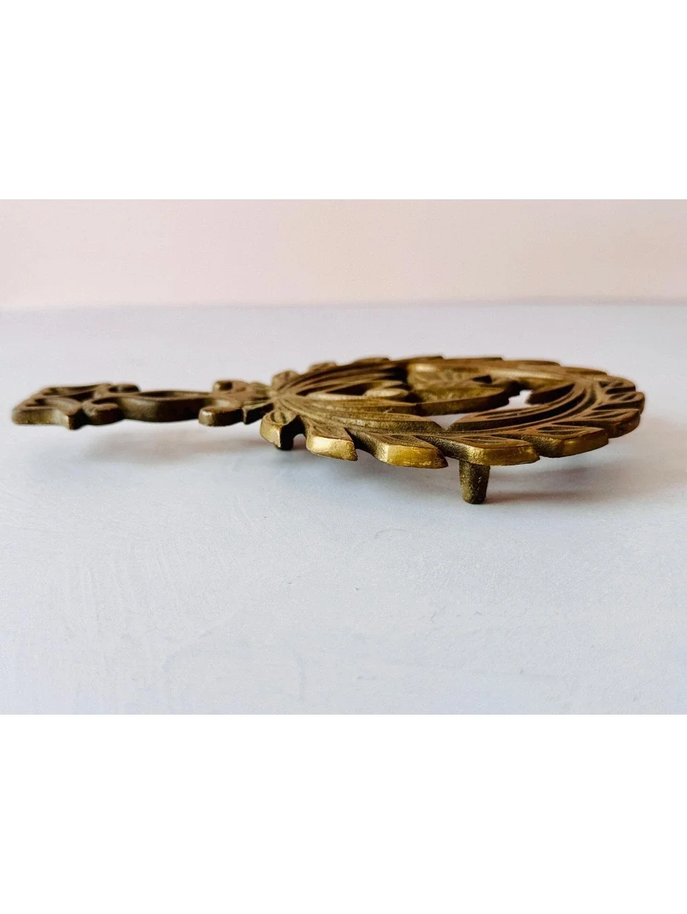Vintage Americana Cast Brass Eagle Heart Trivet, Pennsylvania Dutch Folk Art